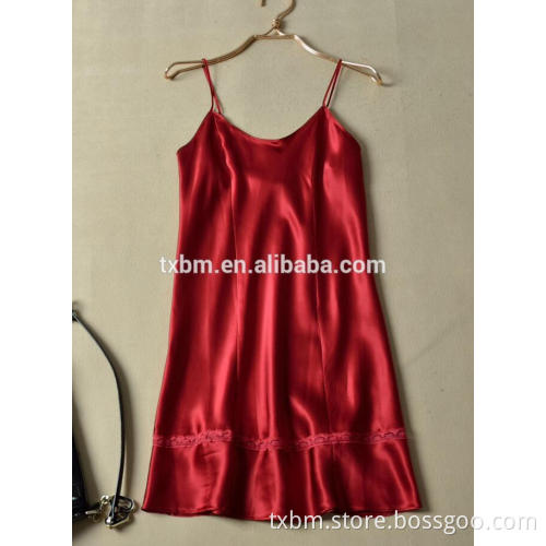 Pure 100% silk skirt with spaghetti strap, ladies summer dress, comfortable nightdress